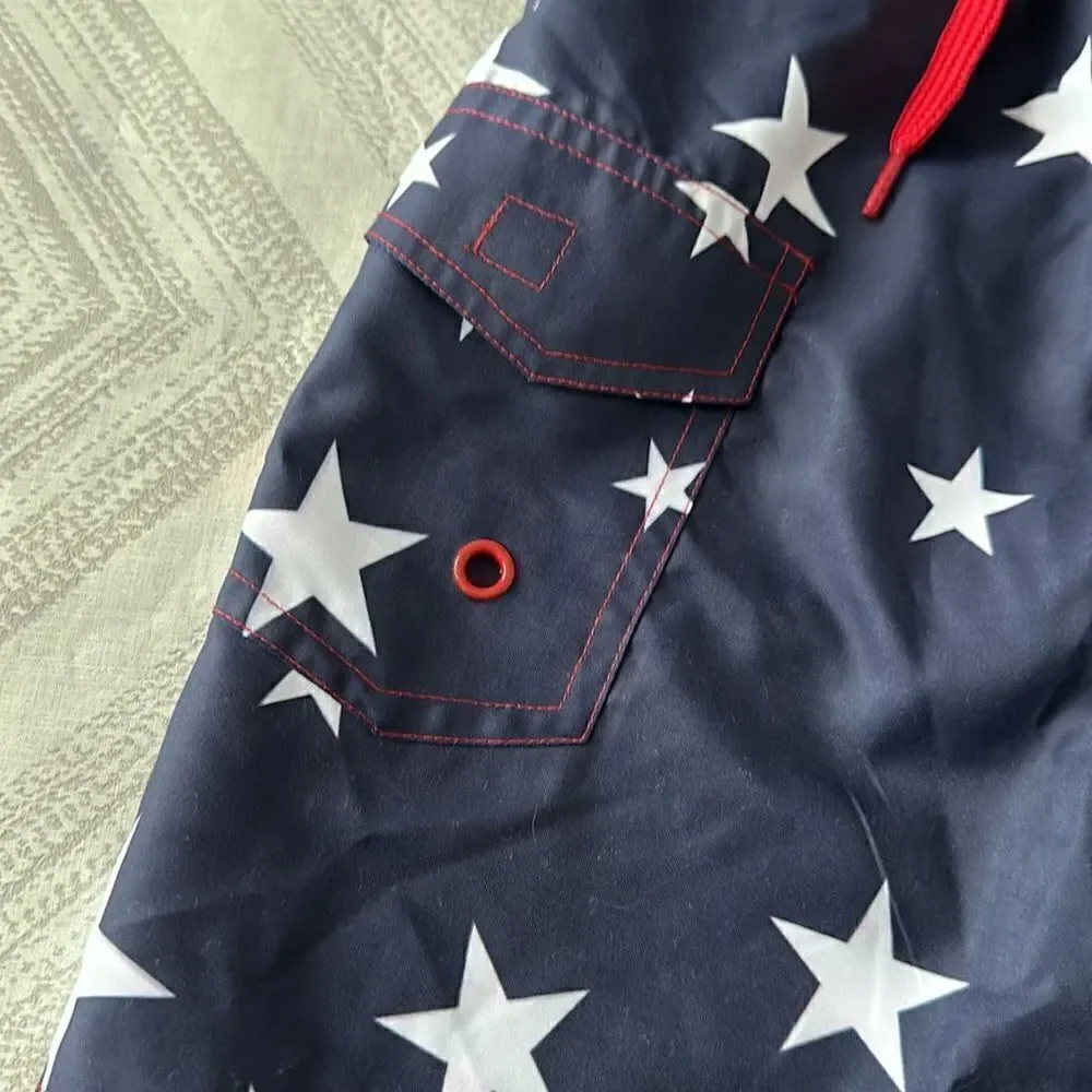 Mish Boys Navy Blue with White Stars Swim Trunks